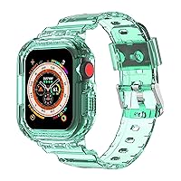 Aottom Watch Band Compatible for Apple Watch 45mm 44mm 42mm 41mm 40mm 38mm 49mm, Bumper Case Band Strap for iWatch Ultra Series SE 8 7 6 5 4 3 2 1, Transparent Crystal Clear Jelly Protective Case for Women Men