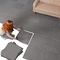 Nisorpa Heavy Duty Carpet Squares with Tapes 20x20 inch Light Grey 20 Pack Commercial Carpet Repeated Use Floor Tile Washable Mat Bitumen Backed