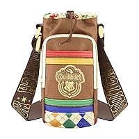 Harry Potter Water Bottle Holder, Hogwarts Quidditch Crossbody Sling Carrier Bag with Adjustable Shoulder Strap, 25 oz, Multi