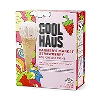 Coolhaus Farmer's Market Strawberry Ice Cream Cones, 4.25 Ounce Cones (Pack of 3), Strawberry Ice Cream in a White Chocolate Coated Waffle Cone (Frozen)