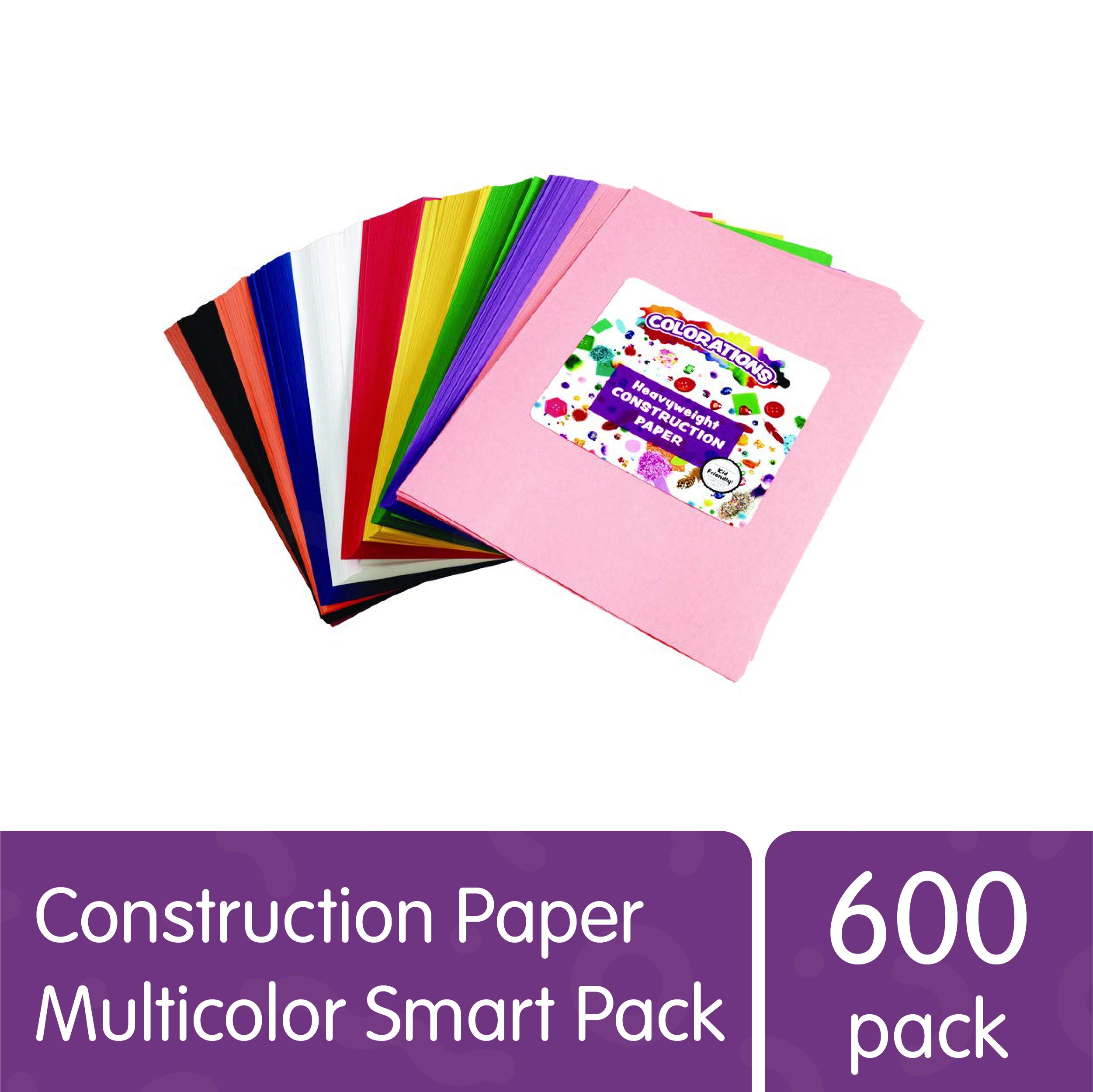 Colorations Color Construction Paper, Smart Pack, Assorted Color Paper, Colored Paper, Coloring Paper, Drawing, Craft Paper,Classroom Supplies, Kids Construction paper, 600 Sheets,Home,Home School Use