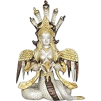 Naga Kanya (Snake Maiden) - Brass Statue - Color Amazing Brown Silver Gold Color