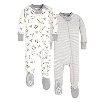 Baby Girls' Unisex Pajamas, Zip-Front Non-Slip Footed Sleeper Pjs, Organic Cotton
