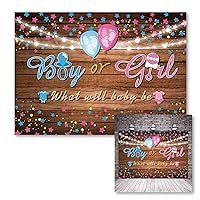 7x5ft Gender Reveal Backdrop Banner Boy or Girl Pregnancy Reveal Floral Wooden Baby Gender Photography Background He or She Rustic Wooden Baby Shower Photo Banner for Party