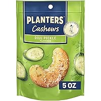Dill Pickle Cashews, Whole Cashews, Individual Packs, Party Snacks, Plant-Based Protein, Quick Snack for Adults, After School Snack, Flavored Cashew, Roasted with Sea Salt, Kosher, 5oz Bag