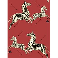 Scalamandre SCS3869 Masai Zebra Safari Self Adhesive Wallpaper, Red