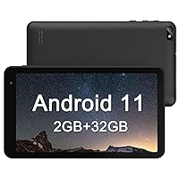 7 inch Tablet, Android 11, 2GB RAM 32GB ROM, Quad-Core Processor, Dual Camera, WiFi, Bluetooth, 128GB Expand, GMS Certified, Black
