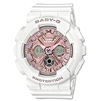 Casio BA-130 Series Baby Watch, White × metallic pink, Shock Resistant Watch