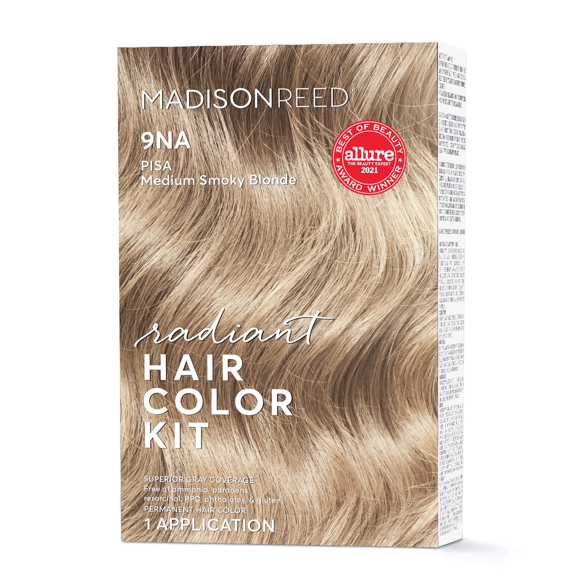 Madison Reed Radiant Hair Color Kit, Medium Smoky Blonde for 100% Gray Coverage, Ammonia-Free, 9NA Pisa Blonde, Permanent Hair Dye, Pack of 1