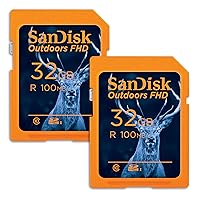 SanDisk 32GB 2-Pack Outdoors FHD SDHC UHS-I Memory Card (2x32GB)- Up to 100MB/s, C10, Trail Camera SD Card - SDSDUNR-032G-GN6V2