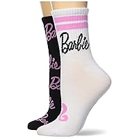 Barbie Women's 2 Pack Mid Crew Socks