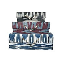 Creative Co-Op Decorative Cotton and Paper Storage Global Designs, Set of 3 Sizes, Multicolor Box, Multi