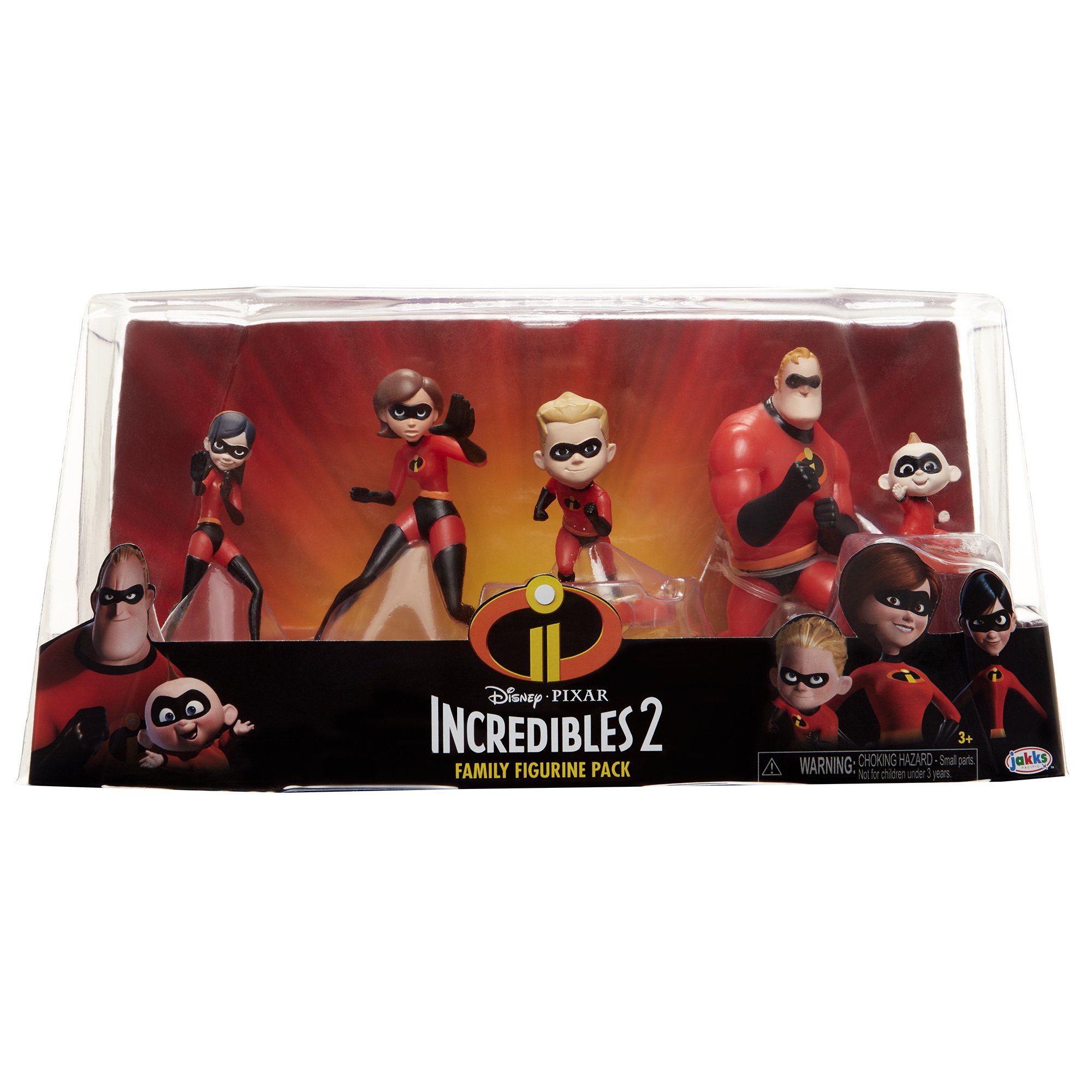 The Incredibles 2, 5 Piece Family Figure Set comes with (Mr./Mrs. Incredible, Violet, Dash, Jack Jack)