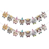 Cat Faces Banner Garland Cat Birthday Decorations Cat Themed Birthday Party Supplies for Boys Girls Kitten Baby Shower Pet Adoption Party Favors