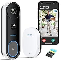 2K Video Doorbell Camera, Battery Powered Doorbell Camera Wireless with Chime, 3:4 Ratio Head-to-Toe, Super 170° Wide View, 2.4Ghz WiFi, No Monthly Fees, AI & PIR Detection, Voice Changer