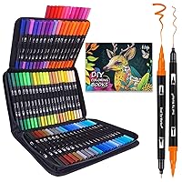 Dual Brush Marker Pens for Coloring Books, Tanmit Fine Tip Coloring Marker  & Brush Pen Set for Journaling Note Taking Writing Planning Art Project