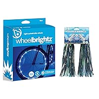 Brightz LED Bike Wheel Light & LED Light Up Bike Tassels Combo - 2-Pack of WheelBrightz Bicycle LED Spoke Light with SparkleBrightz Bike Streamers LED Light Up Bike Tassels