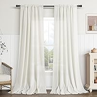 Natural Linen Curtains 84 Inch Length 2 Panels for Living Room Rod Pocket Semi Sheer Boho Bedroom Curtain Privacy Ivory Cream White Farmhouse Linen Curtain Drapes Floor Length 84 Inches Long 7 FT