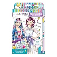 Fashion Design Sketchbook: Digital Dream - Includes 110 Stickers & Stencils, Draw Sketch & Create, Fashion Coloring Book, Tweens & Girls, Kids Ages 6+