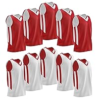 Pack of 10 Reversible Men's Mesh Performance Athletic Basketball Jerseys - Blank Team Uniforms for Sports Scrimmage Bulk