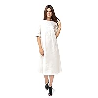 Midi Day/Casual Dress Milk White Color Silk/Viscose Fabric
