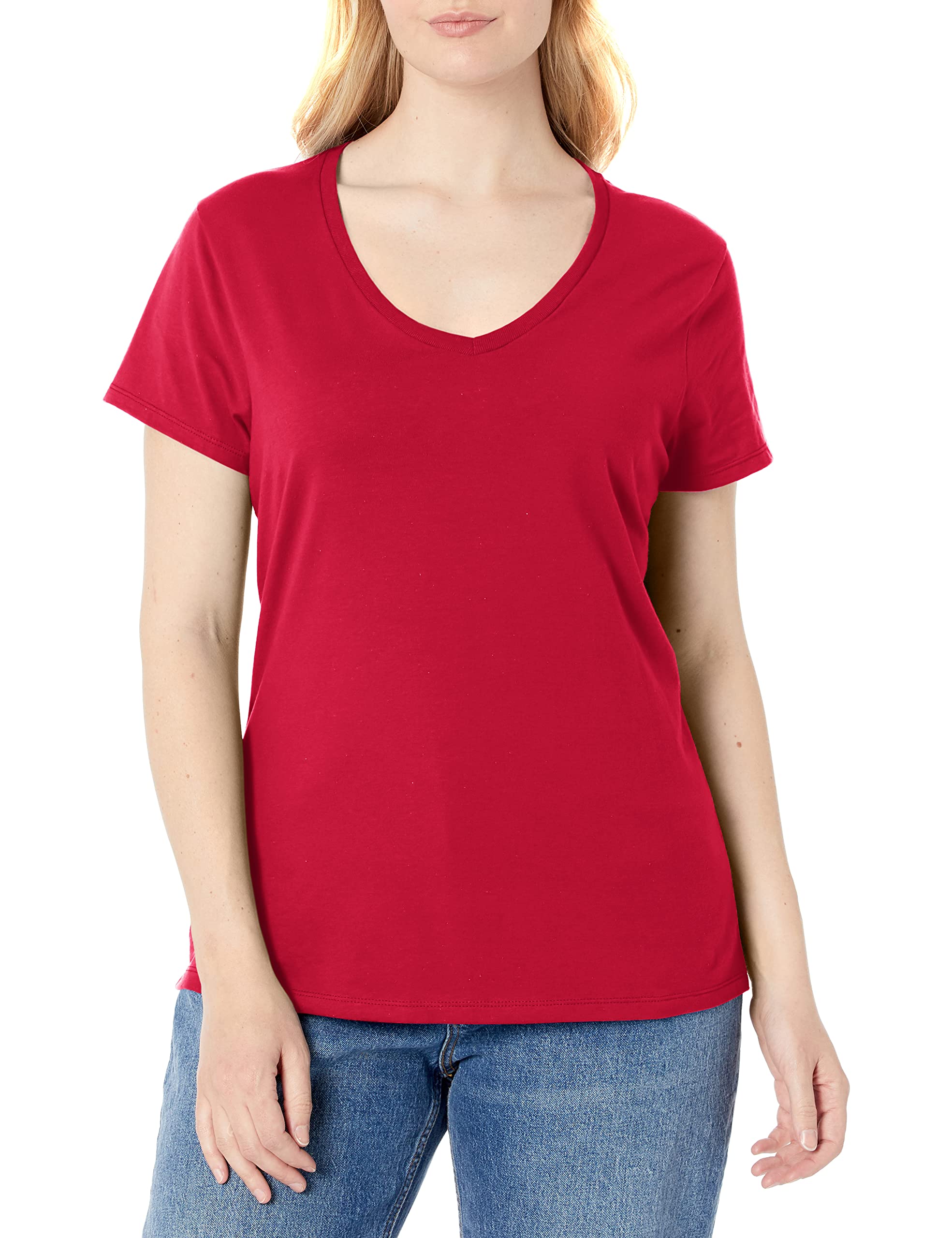 Hanes Womens Perfect-t V-Neck T-Shirt, Ring-Spun Cotton Short Sleeve Tee for Women