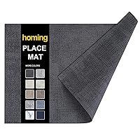 homing Faux Leather Heat Resistant Placemats Set of 6 – Waterproof Wipeable Dining PU Place Mats for Indoor & Outdoor, Easy to Clean - Charcoal