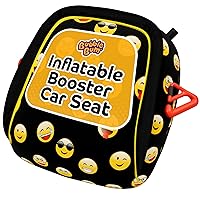 bubblebum Inflatable Booster Car Seat - Blow Up Narrow Backless Booster Car Seat for Travel. Portable Booster Seat for Toddlers, Kids, Child - Emoji