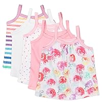 HonestBaby Girls' 5-pack Cami Tops Sleeveless T-shirts 100% Organic Cotton for Infant and Toddler Baby Girls (Legacy)