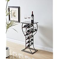 Kings Brand Furniture Goblet-Shaped Wine Bottle Rack Stand & Display Holder - Freestanding Rack & Tabletop - Wine Rack Stand with Storage - Marble Finish Top - Brushed Gold Finish - 11 Bottles