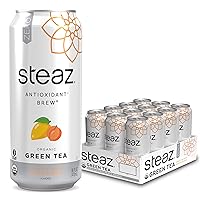 Steaz Organic Zero Calorie Half Iced Green Tea & Half Lemonade, 16 Fl Oz (Pack of 12)