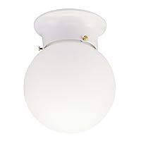 Lighting 6660700 Interior Ceiling Fixture 60 Watts, White Finish with Glass Globe