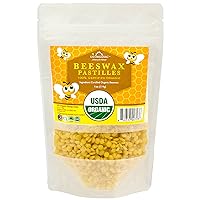 US Organic Beeswax 100% Pure Yellow Pastilles, USDA Certified, for DIY Candle, Lip Balm, Body Cream, Lotion, Deodorant, Crayon, and Many More uses. 4 oz (Small)