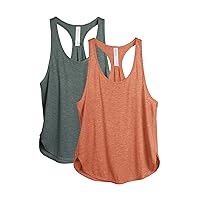 icyzone Workout Tank Tops for Women - Athletic Yoga Tops, Racerback Running Vest Top, 2-Pack