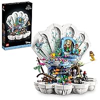 Disney Princess The Little Mermaid Royal Clamshell 43225 Collectible Adult Building Set, Gift for Princess Movie Fans Ages 18 and Up, Featuring Ariel, Ursula, King Triton, Sebastian and Flounder