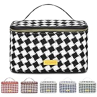 AOYUNHUI Makeup Bag, Portable Cosmetic Bag With Handle，Large Capacity Bag Zipper Pouch Travel Cosmetic Organizer for Women-Black