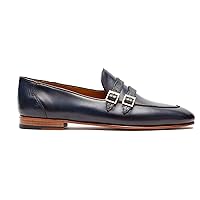 Chinua Men Leather Loafers Navy
