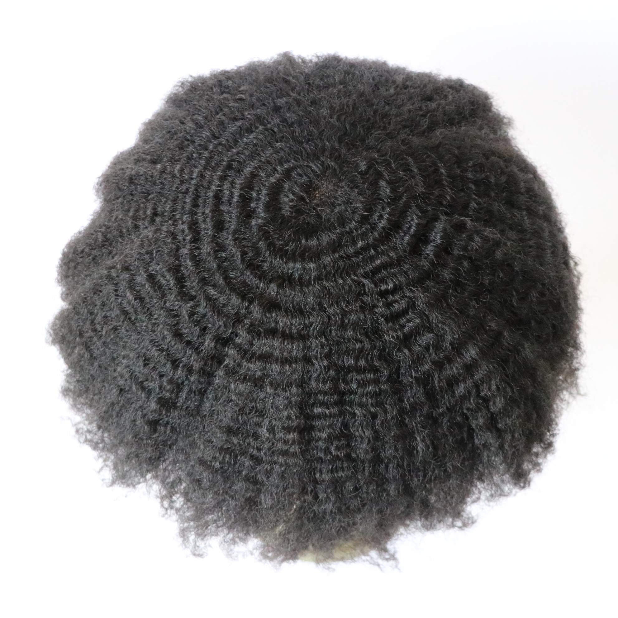 Lumeng AfroToupee For Men African American Wigs for Men 360 Wave Afro Mens Toupee Hairpiece Human Hair 8x10inch Replacement Invisible Pu Natural Lo...
