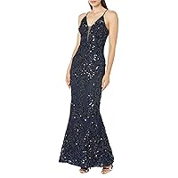 Betsy & Adam Women's Long Sequins Placement Illusion