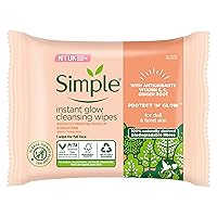 Simple Protect ‘N’ Glow Instant Glow Biodegradable Wipes dermatologically tested for sensitive skin 20 wipes