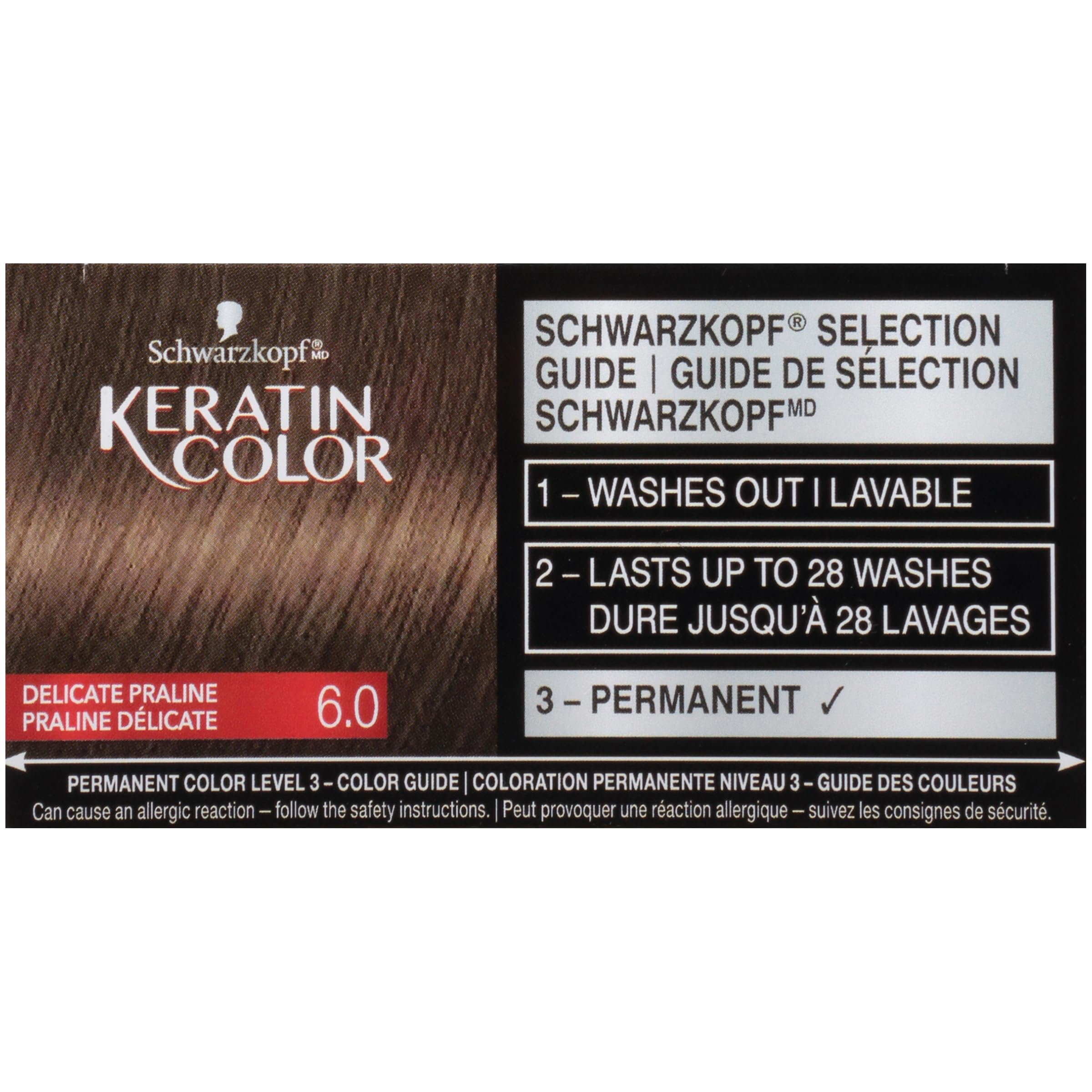 Schwarzkopf Keratin Color Permanent Hair Color Cream, 6.0 Delicate Praline