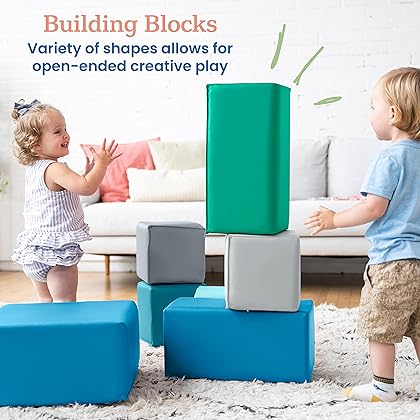 ECR4Kids SoftZone Toddler Foam Building Blocks, Foam Playset, Contemporary, 7-Piece