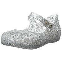 Mini Melissa Girls' Zig ZAG VI Mary Jane Flat, Light Silver, 10 Regular US Toddler