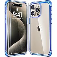 Mkeke for iPhone 15 Pro Max Case Blue, [Not-Yellowing] with 2X Screen Protector, [Military-Grade Drop Protection] Shockproof Protective Phone Cases 2023
