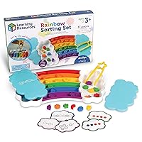 Learning Resources Rainbow Sorting Set,37 Pieces, Ages 3+, Fine Motor Skills, Color and Sorting Recognition, Addition Skills, Sensory Tray Toys