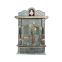 Aluminium & Copper Oxidized Home Temple Mandir/Ghar Mandir/Pooja Mandir Size- L-10 inches B-6 inches Door