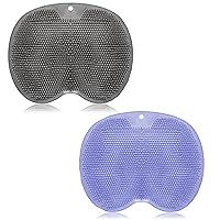 2 Pieces Shower Foot Scrubber Mat Silicone Bath Massage Pad Back Scrubber Back Brush Exfoliate Feet Scrubber with Non Slip Suction Cups Foot Cleaner for Men Women (Gray, Blue)