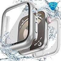 [2 in 1] Goton Waterproof Case for Apple Watch Series 9 8 7 41mm, 360° All-Round Protective Hard PC Front & Back Bumper with HD Tempered Glass Screen Protector for iWatch Cover Accessories Women Men