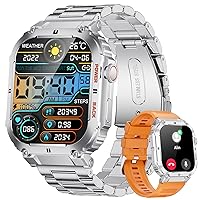 Men's Smartwatch with Phone Function, 1.96 Inch HD Touch Screen, 5 ATM Waterproof, 100+ Sports Modes, Sports Watch with Heart Rate/SpO2/Sleep Monitor/Pedometer, 400 mAh Large Battery Smartwatch