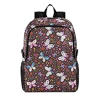 ALAZA Colorful Butterflies and Flowers Lightweight Packable Travel Hiking Backpack